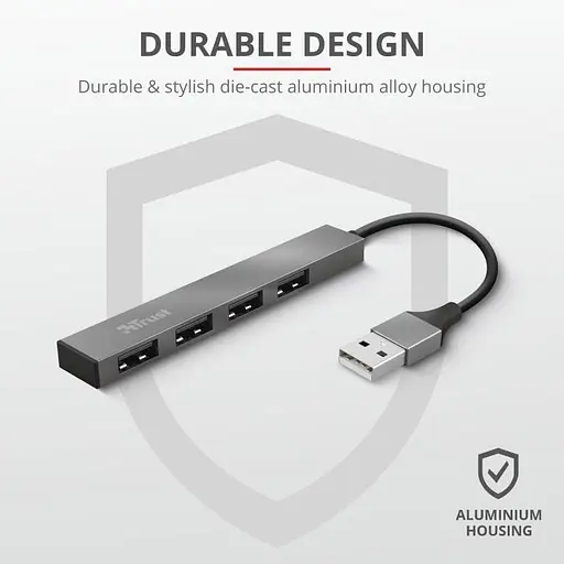 USB-Хаб Trust USB-хаб Halyx Aluminium 4-Port Mini USB Hub (23786_TRUST) - фото 8