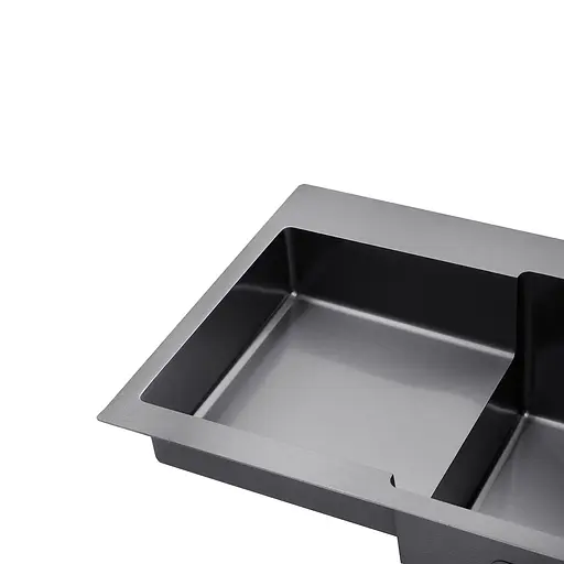 Кухонна мийка Kroner KRP Schwarze - 7848RHM PVD (3,0/1,0 мм) CV030024, Чорний - фото 7