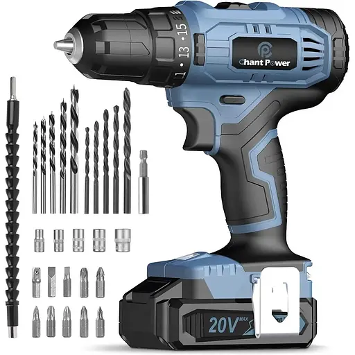 Набір акумуляторних дрилів CP CHANTPOWER, електричний дриль/шуруповерт потужністю 20 В з літій-іонним акумулятором