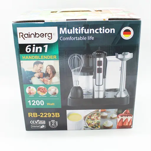Занурювальний блендер Rainberg-2293B 6в1 з підставкою Чорний 1200 Вт - фото 8