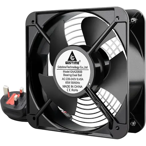 Осієвий охолоджувальний вентилятор GDSTIME 200 x 60 мм ОAC 220 V 240 V Dual Ball Industrial 370 CFM