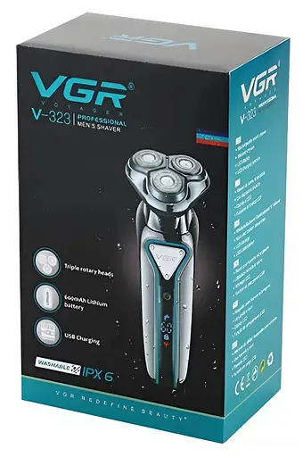 Електробритва VGR V-323 акумуляторна чоловіча бритва дисплей USB 8 Вт - фото 5