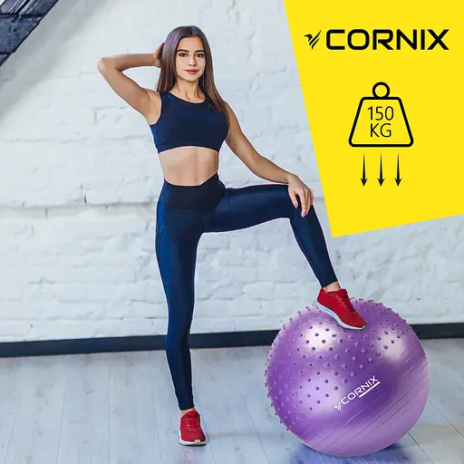 Мяч для фитнеса (фитбол) Cornix 55 см полумассажный Anti-Burst Violet XR-0460 - фото 4