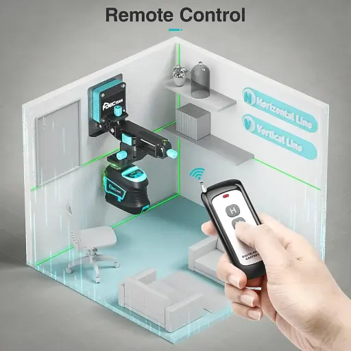 Лазерный нивелир DecTeam DJ03CG 3D уровень с дистанционным управлением для строителей 12 самовелелированных линий - фото 7