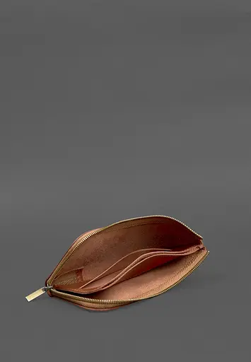 Кожаный портмоне-купюрник на молнии 14.1 светло-коричневый - фото 7