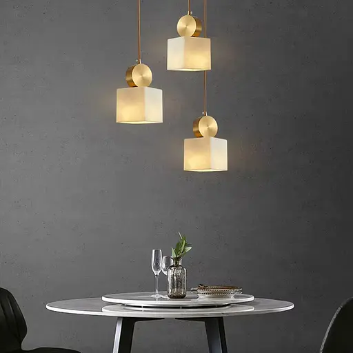 Латунний світильник із білим мармуровим плафоном 9х35 см | Арт. SC 7/1 WT | Line F - фото 4