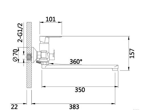 Змішувач для ванни Lidz Latwa 005 (k35) LDLAT005CRM45415 - фото 2