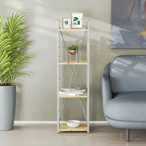 Этажерка 4/34 Ferrum-decor Серии Коннект 120x34x28 серый ДСП Дуб Артизан 16мм (FRD-104285)