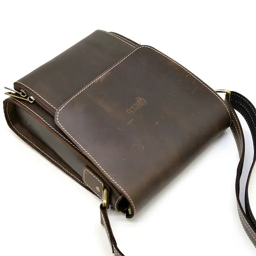 Кожаная мужская сумка через плечо TARWA 26х22х6 см sum0025826 - фото 5