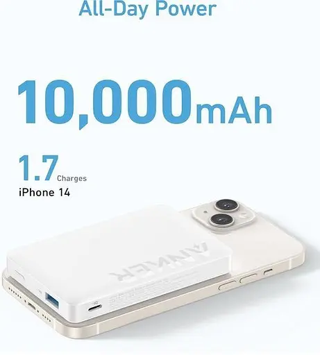 Повербанк Anker 334 MagGo 10000 mAh 20 W з бездротовою, магнітною зарядкою Magsafe для iPhone білий - фото 3