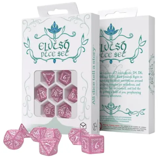 Набір кубиків Elvish Shimmering pink & White Dice Set , 7 шт. (SELV11)