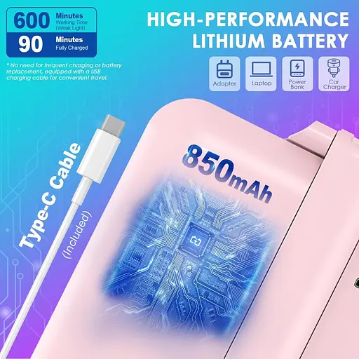 Дорожное светодиодное зеркало для макияжа Auxmir, портативное косметическое зеркало с подсветкой, компактное аккумуляторное зеркало - фото 4