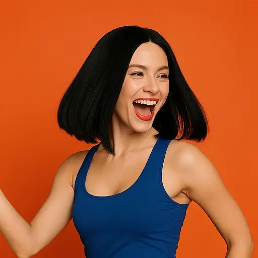 Парик каре прямой брюнетка из термоволокна 32 см черный