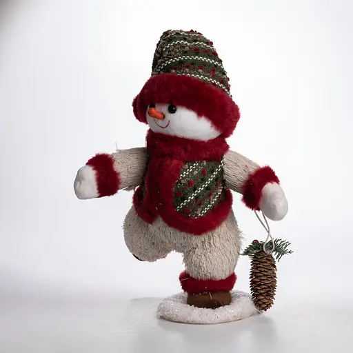 Новорічна фігурка Сніговик з шишкою 26×21×38 (см) новорічний декор Yiwu CR-4-15 - фото 3