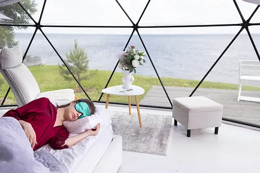 Маска для сну шовкова Чумацький Шлях з нековзкою резинкою в Подарунковій упаковці Бірюзовий (1093-02t) - фото 12