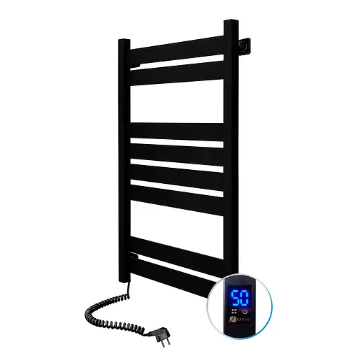 Електрична рушникосушка Navin Largo 500x800 Sensor ліва, чорний муар 12-244153-5080, Чорний матовий, Ліве, Електронний - фото 1
