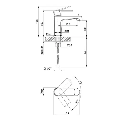 Смеситель для раковины Kroner KRM Armada - W010 (CV024320) - фото 6