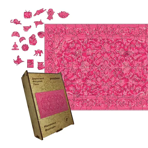 Деревянный пазл Розовый Ковер, А2, Деревянная коробка 300+ элементов