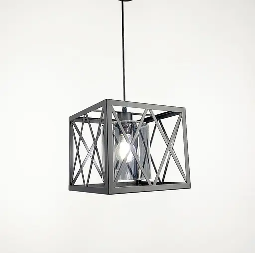 Підвісний світильник у геометричному чорному каркасі Line.F Колір плафона Графітовий - фото 2
