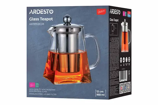 Заварник Ardesto Gemini Roma 950 мл боросиликатное стекло нержавеющая сталь прозрачный - фото 4