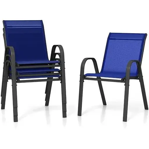 Комплект садовых стульев Costway Patio с подлокотниками синий - фото 3