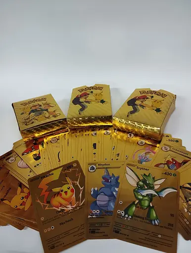 Карточки Покемон золотые, Мега набор 1 уп ,55 карт, коллекционные - фото 3