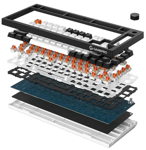 Клавіатура GamePro Asgard Valhalla 75% Exploded QLAB Orange Switches (MK160B Pro) - фото 2