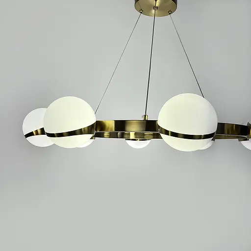 Элегантная латунная кольцевая люстра на 8 плафонов Ø 80 см | Ст. SG 51/8 AB+WT | Line F - фото 5