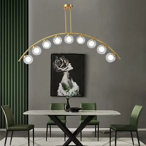 Золотая люстра-дуга на 9 двойных плафонов Line.F MJ 80/9 AB - фото 4