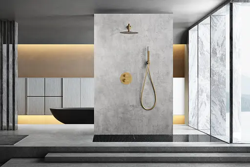 Душова система прихованого монтажу з термостатом Imex Monza PVD матове золото GTM039/OC, Золотий - фото 2