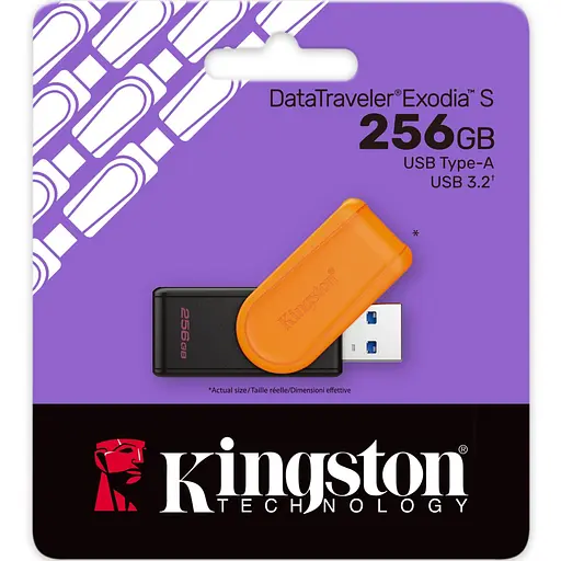 USB Flash Kingston DT Exodia S 256GB USB3.2 Gen1 Black + Orange, Retail - фото 3