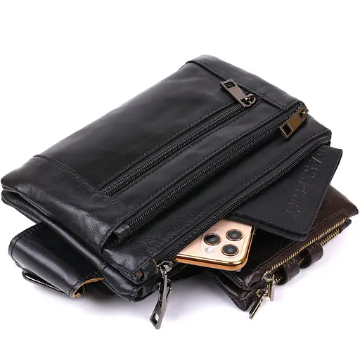 Кожаная мужская сумка на пояс Vintage 21,5х13х3 см sum0020150 - фото 5
