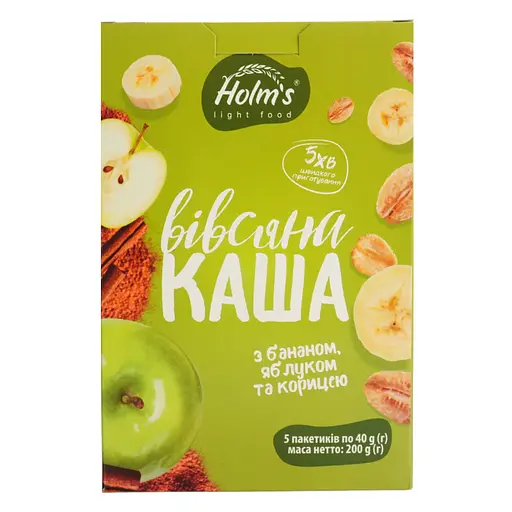 Каша овсяная Holm's light food с бананом, яблоком и корицей 200 г