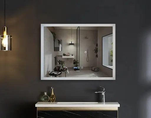 Зеркало Mixxus FLAT MR04-80x60 с LED Touch, Anti-fog, димером, регулировкой яркости, часами (MI6928) - фото 8