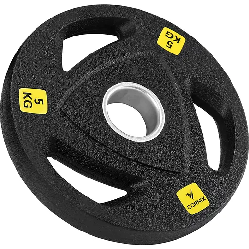Диск олимпийский Cornix 1 x 5 кг 51 мм металлический, прорезиненный Black XR-0425 - фото 1
