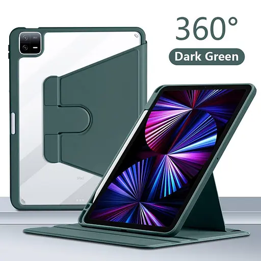 Чохол TPUCristal Pen holder 360 для Xiaomi Pad 6 / 6 Pro 11 2023 Темно-зелений - фото 6