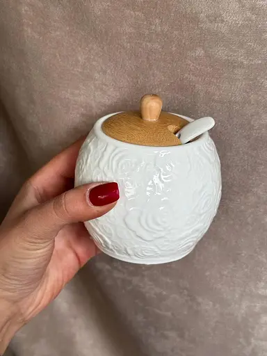 Цукорниця з кришкою та ложкою Lefard 944-002 фарфорова Білий - фото 2