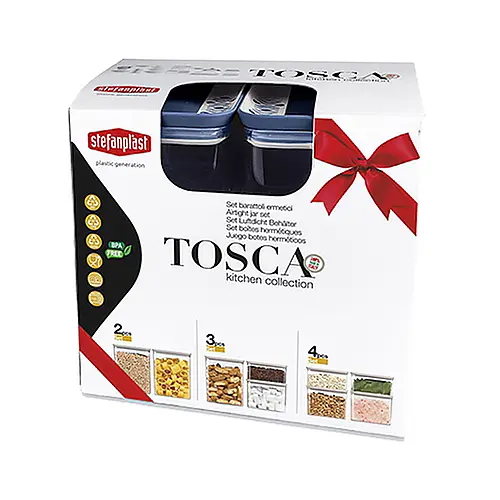 Набір із 3-х прямокут.герм.ємностей TOSCA біло-cиній(0,7л+1,2л+2,2л) (55684) - фото 2