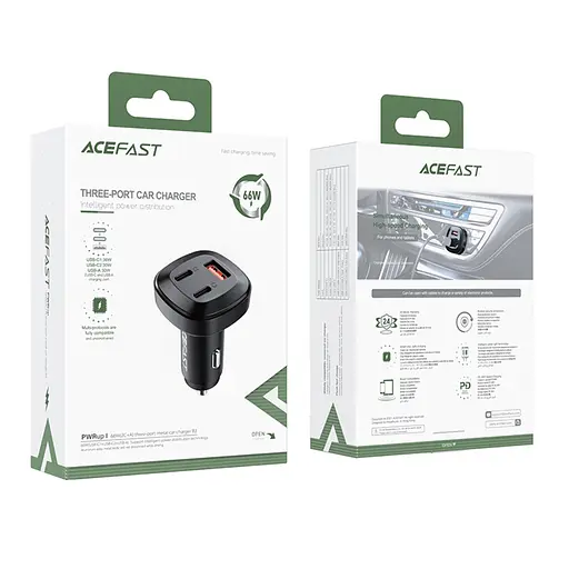 Автомобільний зарядний пристрій Acefast B3 USB/2 Type-C QC PD 66W чорний - фото 6