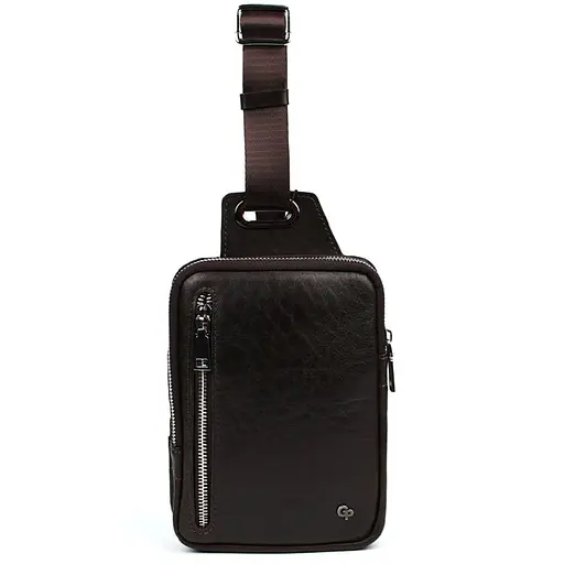 Мужская кожаная сумка-слинг в коричневом цвете GRANDE PELLE 20х14х3.5 см sum0028222 - фото 3