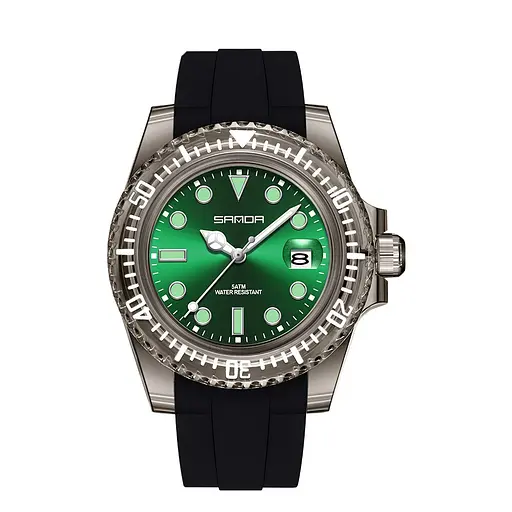 Наручний годинник жіночий 9007 Black-Green Sanda acs0030964 - фото 1