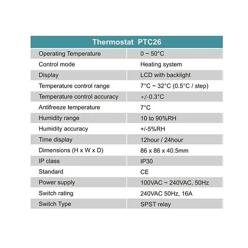 WiFi термостат для теплої підлоги - терморегулятор з LCD дисплеєм POER PTC26 (100428) - фото 7