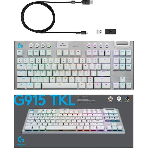 Клавіатура Logitech G915 TKL Lightspeed Wireless RGB Mechanical White (920-009664) [68413] - фото 2