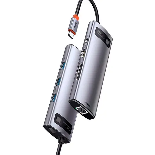 USB-хаб Baseus Metal Gleam Series 8-in-1 Multifunctional Type-C HUB Space Gray (CAHUB-CV0G) [77937] - фото 4