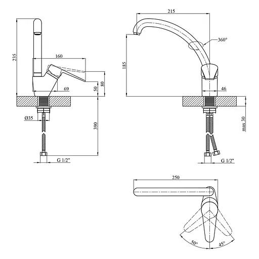 Змішувач для кухні Kroner KRM Elbe - C032 (CV016436) - фото 7