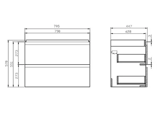 Тумба для ванной комнаты Cersanit CET В15 с умывальником Moduo 80 см Серый UN509-053 30412 - фото 4