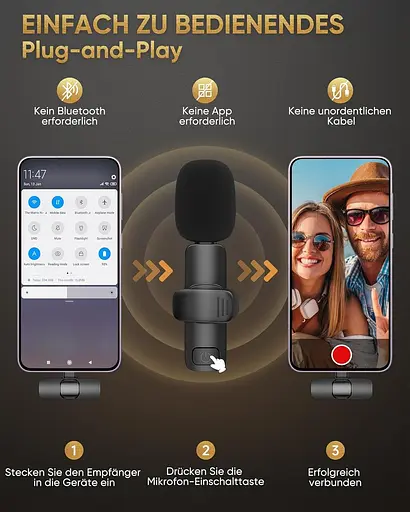 Бездротовий мікрофон IUMAKEVP Lavalier, сумісний з iPhone/iPad/телефоном Android/ноутбуком - фото 2