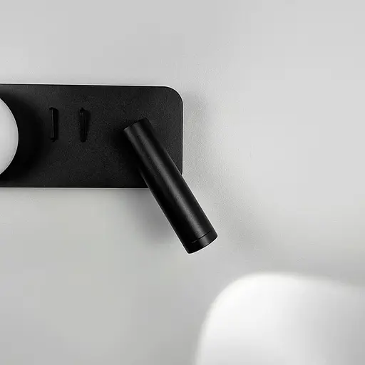 Правое черное бра на 2 выключателя с белым плафоном и спотом Line F Арт. WJ032/2 R BK (правий) - фото 2