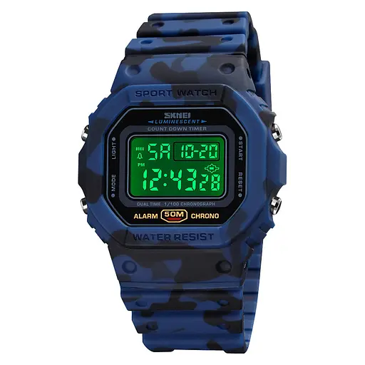 Наручний годинник чоловічий Skmei 1628 Blue Camo, 1628CMBU (12265) - фото 2