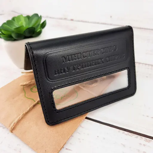 Обложка на удостоверение МВС Украины кожаная черная - фото 7